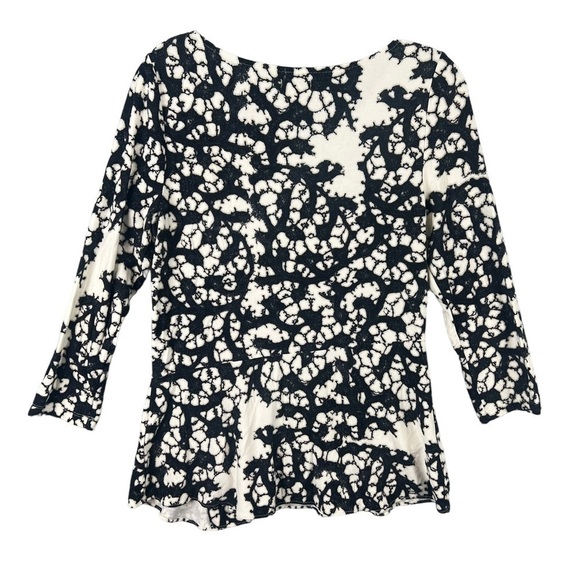 Leifsdottir Anthropologie Black & White Abstract Print Peplum Top Medium - Picture 2 of 8